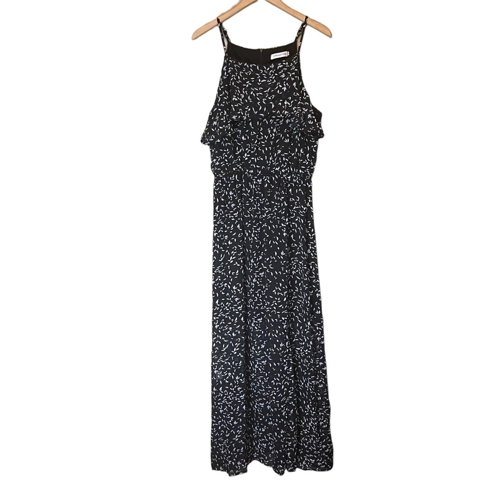 Z Avenue USA Black and White Maxi Dress with Adjustable Straps Size L NWOT